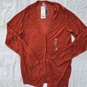 Uniqlo Burnt Orange V-Neck Cardigan